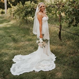 David’s Bridal Beaded Scroll & Lace Mermaid Wedding Dress